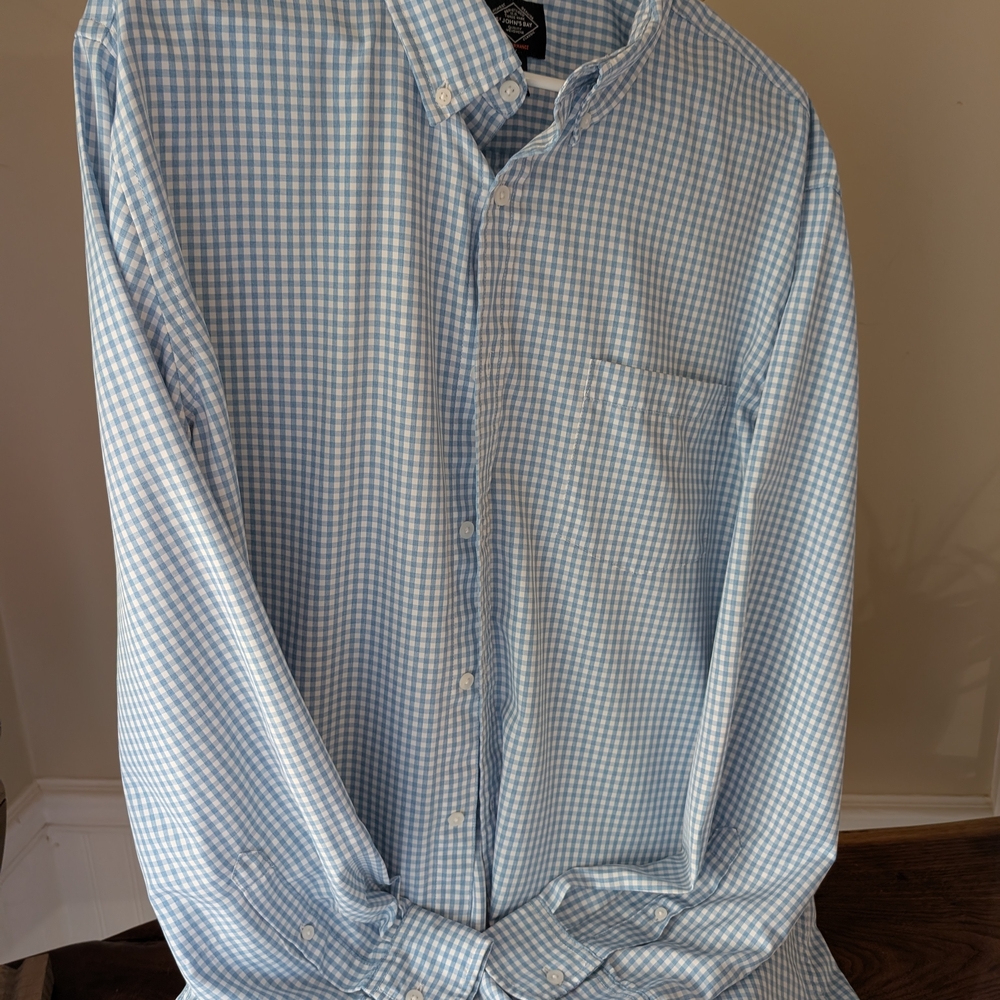 St. John's Bay Light Blue Gingham Button-Down Shirt
